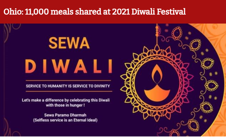 Sewa Diwali donation in Columbus, OH